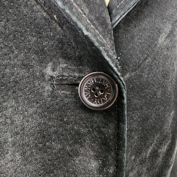 Lady Hathaway Black Suede Button Up Jacket Size L/XL - Picture 4 of 10